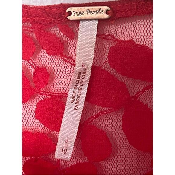 Free People semi sheer hot red dress sz 10 - Picture 6 of 6